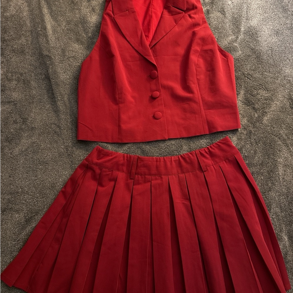 Elegant Red Women's Dress Set